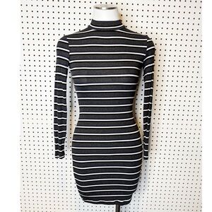 American Apparel | Ribbed Striped‎ Bodycon Dress —Charcoal, Navy, White Sz. XS